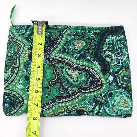 Handmade Makeup Cosmetic Bag Set Green Floral Travel Zip Case Lined Make Up - Picture 7 of 13